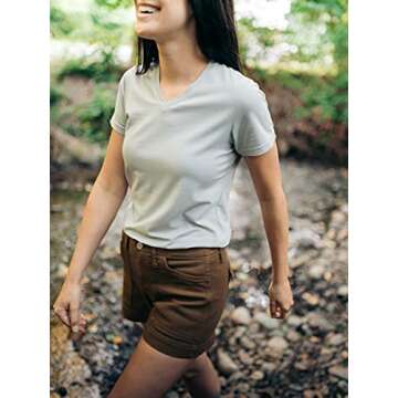 Insect Shield Women's UPF Dri-Balance Short Sleeve V-Neck T-Shirt, Titanium, Medium