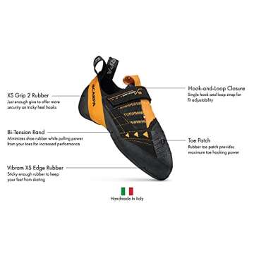 SCARPA Instinct VS Rock Climbing Shoes for Sport Climbing and Bouldering - Black/Orange - 9