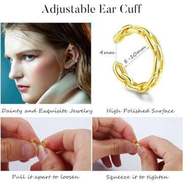 HAIAISO 18 Pcs Gold Ear Cuffs for Women Non Piercing Adjustable Ear Cuff Earrings Clip On Cartilage ...