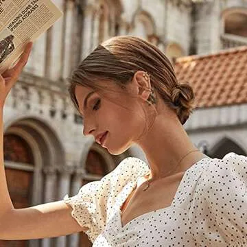 HAIAISO 18 Pcs Gold Ear Cuffs for Women Non Piercing Adjustable Ear Cuff Earrings Clip On Cartilage Helix Wrap Ear Jewelry Set…