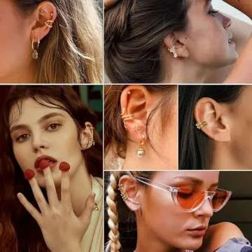 HAIAISO 18 Pcs Gold Ear Cuffs for Women Non Piercing Adjustable Ear Cuff Earrings Clip On Cartilage Helix Wrap Ear Jewelry Set…