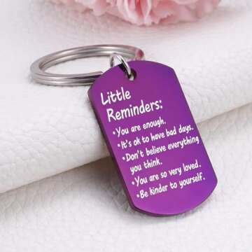 Little Reminders Keychain, Mental Health Gift, You Are Enough Keyring Gifts for Women, Positive Thin...