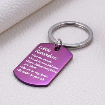 Little Reminders Keychain, Mental Health Gift, You Are Enough Keyring Gifts for Women, Positive Thinking Reminder Daily Affirmation Inspiration Uplifting Quotes, Self Love