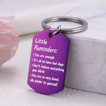 Little Reminders Keychain, Mental Health Gift, You Are Enough Keyring Gifts for Women, Positive Thinking Reminder Daily Affirmation Inspiration Uplifting Quotes, Self Love
