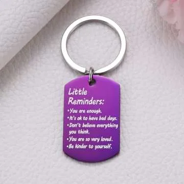 Little Reminders Keychain, Mental Health Gift, You Are Enough Keyring Gifts for Women, Positive Thinking Reminder Daily Affirmation Inspiration Uplifting Quotes, Self Love