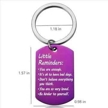 Little Reminders Keychain, Mental Health Gift, You Are Enough Keyring Gifts for Women, Positive Thinking Reminder Daily Affirmation Inspiration Uplifting Quotes, Self Love