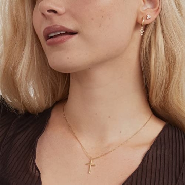 PAVOI Gold Plated Cross Necklace for Women | Dainty Pendant