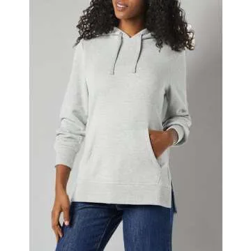 Amazon Essentials Women's Hooded Tunic Sweatshirt in Grey Heather