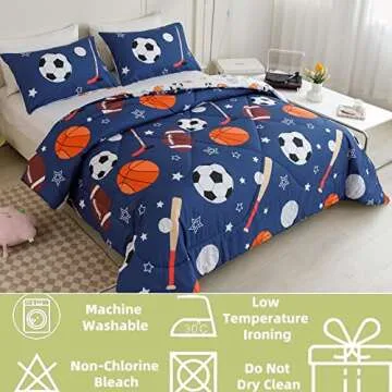 RYNGHIPY Kids Sports Theme Bedding Set for Young Athletes