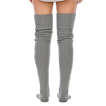 YELAIVP Women's Cable Knitted Thigh High Boot Socks Extra Long Winter Stockings Over Knee Leg Warmers