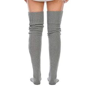 YELAIVP Women's Cable Knitted Thigh High Boot Socks Extra Long Winter Stockings Over Knee Leg Warmers