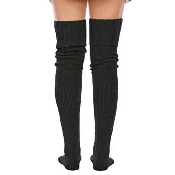 YELAIVP Women's Cable Knitted Thigh High Boot Socks Extra Long Winter Stockings Over Knee Leg Warmers