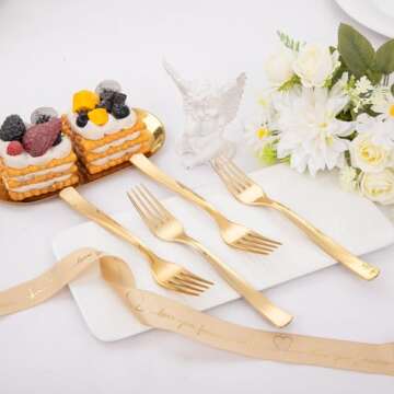Liacere 360 Gold Plastic Forks for Elegant Dining Solutions