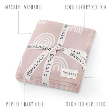 Bleu La La Knit Baby Swaddle Blanket - Soft Cotton Gift