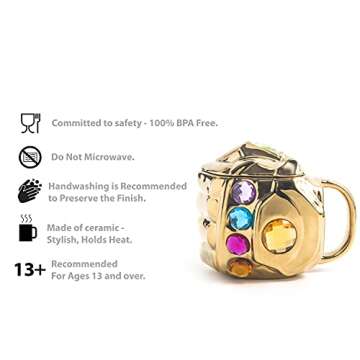 Zak Designs Marvel Thanos Unique 3D Sculpted Ceramic Coffee Mug, Collectible Keepsake Tea Mug for Ho...