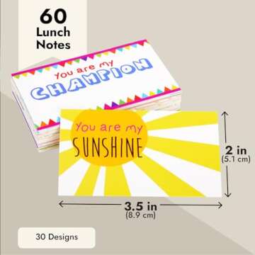 Juvale 60 Pack Motivational Lunch Box Notes for Kids