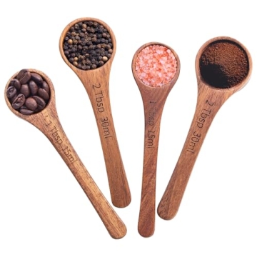 Acacia Wooden Measuring Scoops Set | Stylish Kitchen Perfection, 1-2 Tbsp