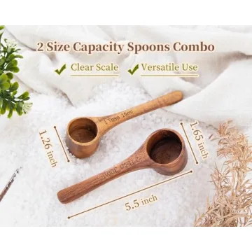 Elegant Acacia Wooden Measuring Scoops for Coffee and Baking