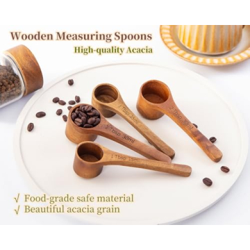 Elegant Acacia Wooden Measuring Scoops for Coffee and Baking
