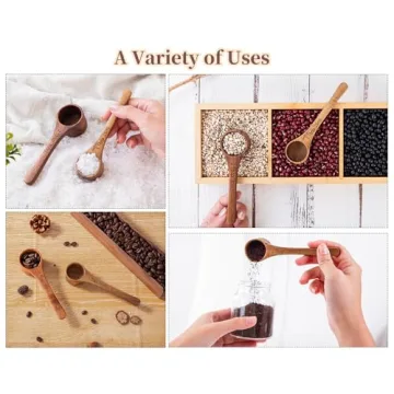 Elegant Acacia Wooden Measuring Scoops for Coffee and Baking