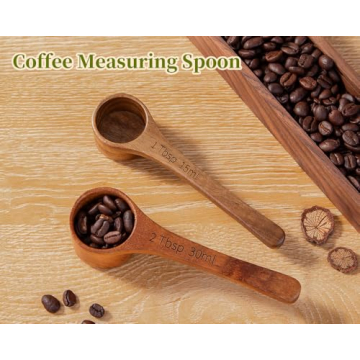 Elegant Acacia Wooden Measuring Scoops for Coffee and Baking