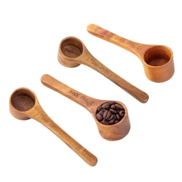 Elegant Acacia Wooden Measuring Scoops for Coffee and Baking