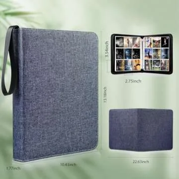 WOT I Trading Card Binder, 900 Pockets Collection Card Binder Sleeves with Polyester Fabric Cover&Zi...
