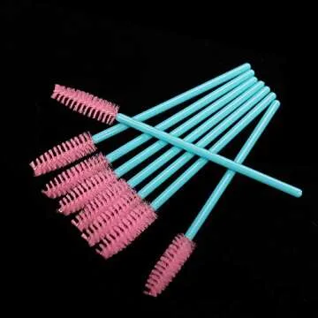 300 Pack Disposable Mascara Wands Eye Lash Brushes Eyelash Extension Tool Makeup Brush Kit, Blue/Pink