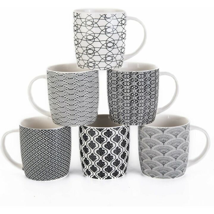 Stylish Set of 6 Geometric Coffee Mugs