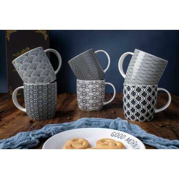 Stylish Set of 6 Geometric Coffee Mugs