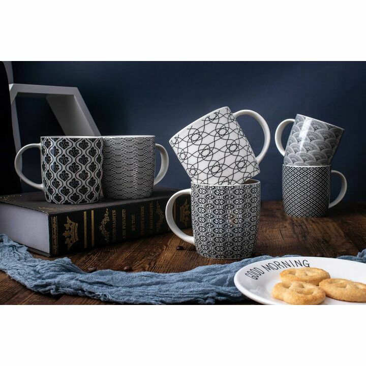 Stylish Set of 6 Geometric Coffee Mugs