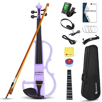 Vangoa Electric Violin 4/4 Full Size Silent Violin Set for Beginner Adults Teens, Solid Maple Wood M...