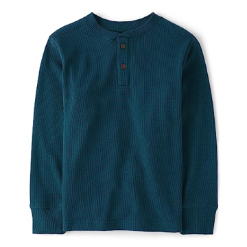 Boys' Long Sleeve Thermal Henley Shirt - Legion Blue, Medium