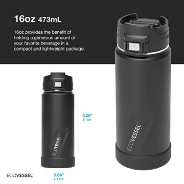 EcoVessel PERK Insulated Travel Bottle - 16oz Hot & Cold Mug