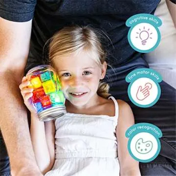 Original Glo Pals Sammy Red Water-Activated Bath Toy with 2 Reusable Light-Up Cubes for Sensory Play