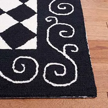 SAFAVIEH Chelsea Collection Accent Rug - 2'9" x 4'9", Black & Ivory, Hand-Hooked French Country Checkered Wool, Ideal for High Traffic Areas in Entryway, Living Room, Bedroom (HK711A)