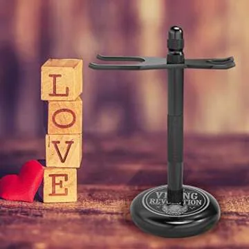 Viking Revolution Black Safety Razor Stand - Razor Holder and Shaving Brush Stand to Prolong the Life of Your Razor - Weighted Bottom for Extra Stability