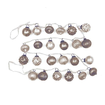 Creative Co-Op Embossed Mercury Glass Small Ornament Garland, 72" Long