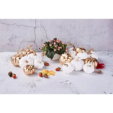 Artmag 16 Pcs Assorted Fall Artificial Pumpkins for Decor
