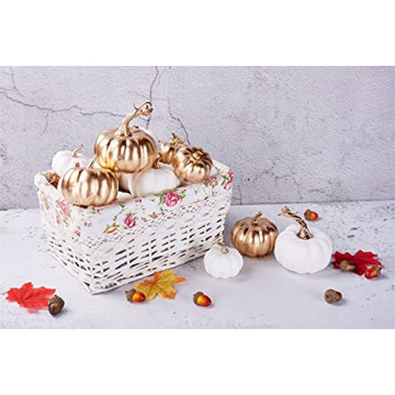Artmag 16 Pcs Assorted Fall Artificial Pumpkins for Decor