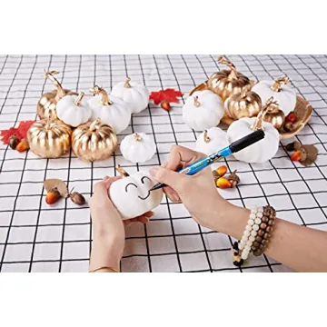 Artmag 16 Pcs Assorted Fall Artificial Pumpkins for Decor