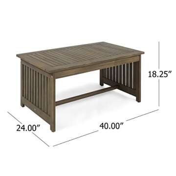 Christopher Knight Home Grace Outdoor Acacia Wood Coffee Table, Gray Finish