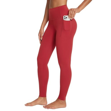 BALEAF Freeleaf Women's Workout Leggings with Pockets 7/8 Yoga Pants High Waisted Tummy Control Athletic Gym Leggings Lava Falls XS-M