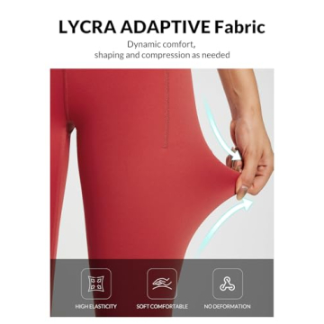 BALEAF Freeleaf Women's Workout Leggings with Pockets 7/8 Yoga Pants High Waisted Tummy Control Athletic Gym Leggings Lava Falls XS-M