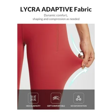 BALEAF Freeleaf Women's Workout Leggings with Pockets 7/8 Yoga Pants High Waisted Tummy Control Athletic Gym Leggings Lava Falls XS-M