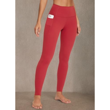 BALEAF Freeleaf Women's Workout Leggings with Pockets 7/8 Yoga Pants High Waisted Tummy Control Athletic Gym Leggings Lava Falls XS-M
