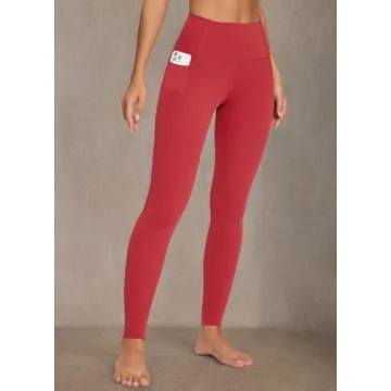 BALEAF Freeleaf Women's Workout Leggings with Pockets 7/8 Yoga Pants High Waisted Tummy Control Athletic Gym Leggings Lava Falls XS-M