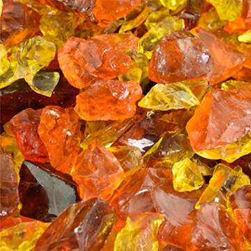 Golden Harvest - Crushed Fire Glass Blend for Indoor and Outdoor Fire Pits or Fireplaces | 10 Pounds...