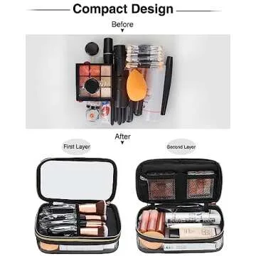 Relavel Small Makeup Bag, Clear Makeup Bag Organizer, Travel Cosmetic Bag, Toiletry Bags for Women, Dual Layer Waterproof Makeup Pouch