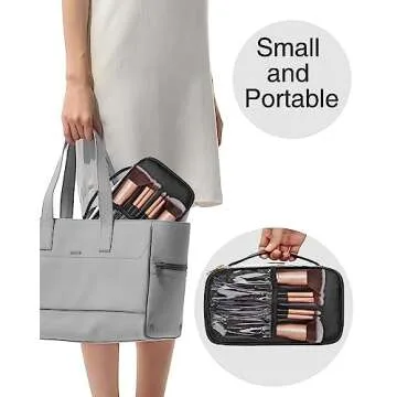 Relavel Small Makeup Bag, Clear Makeup Bag Organizer, Travel Cosmetic Bag, Toiletry Bags for Women, Dual Layer Waterproof Makeup Pouch